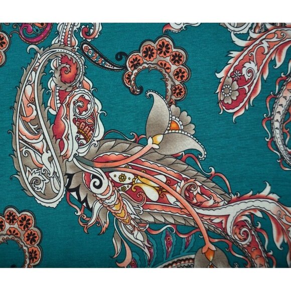 VOLL Boutique Teal Paisleys Sleeveless Flowy Blouse Top Plus Size 3X Pockets - Picture 8 of 11